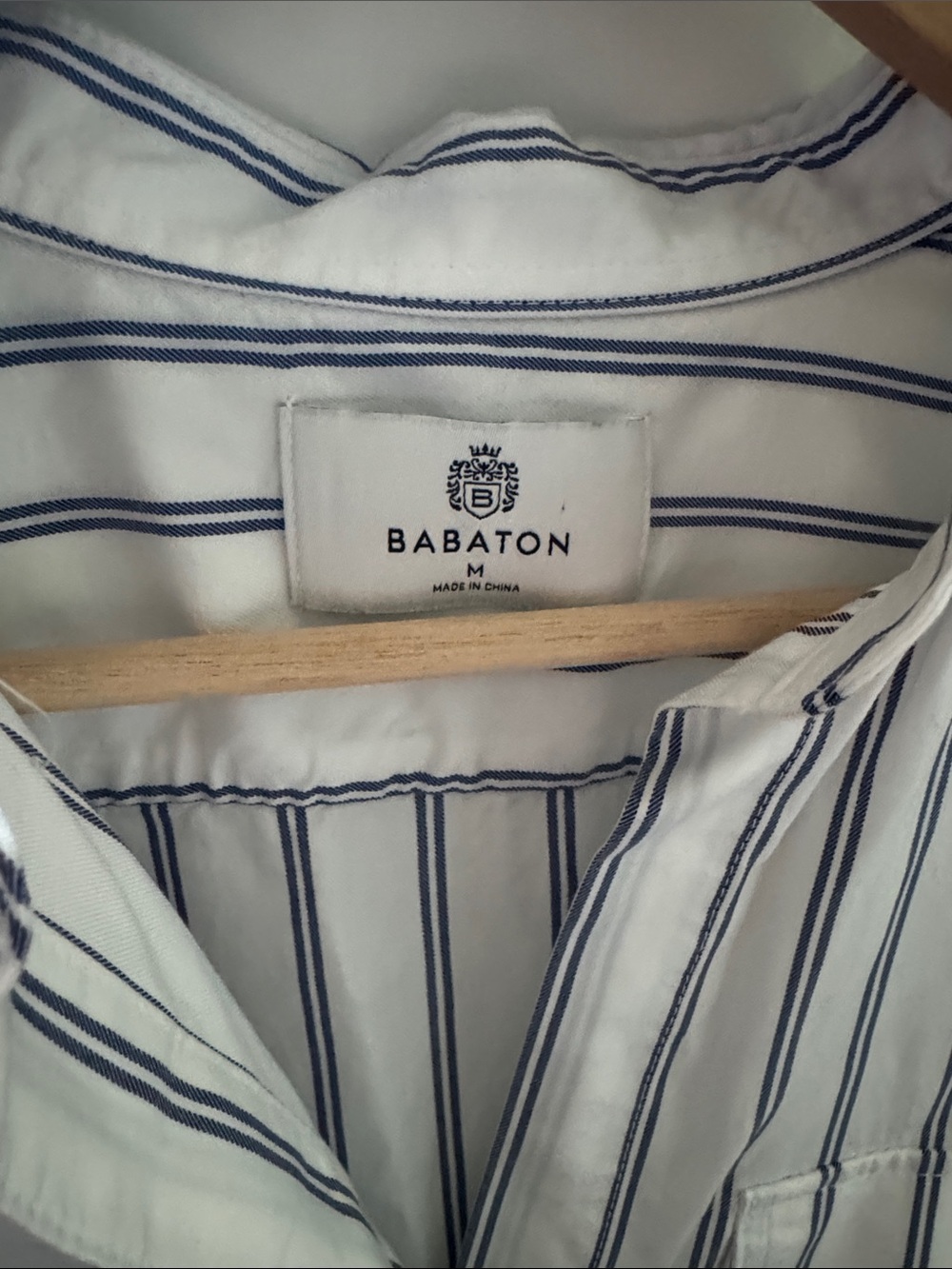 Aritzia Babaton Striped Utility Shirt White Navy Blue 100% Lyocell Button Up M - Picture 2 of 8